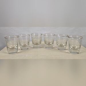 Vintage Set Of Etched Grapevine Shot Glasses